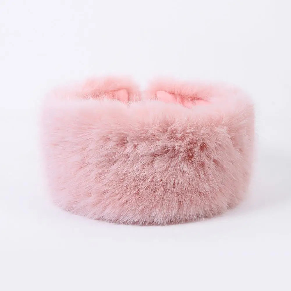 Plush Winter Ear Warmer Band – Soft Vegan Fur Headwrap for Cold Weather, Stretchy Comfort Fit, Multiple Colors, Women's Fashion Accessory | Thomler
