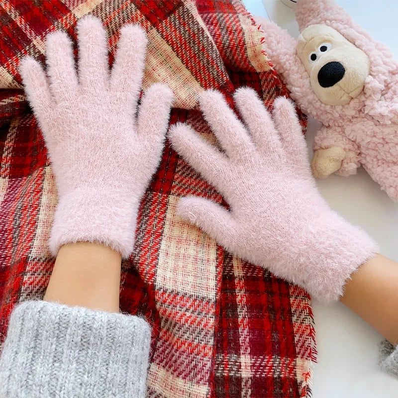 Fleece-Lined Cold-Weather Hand Warmers – Snug-Fit Acrylic Mittens with Elastic Cuff for Women | Thomler