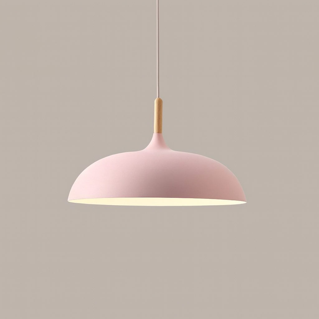 Pendant Light Aluminium Wood 35.0 cm Pastel Dining Room Kitchen Island Hanging Ceiling Lamp E27 Retro Dome Globe | Thomler