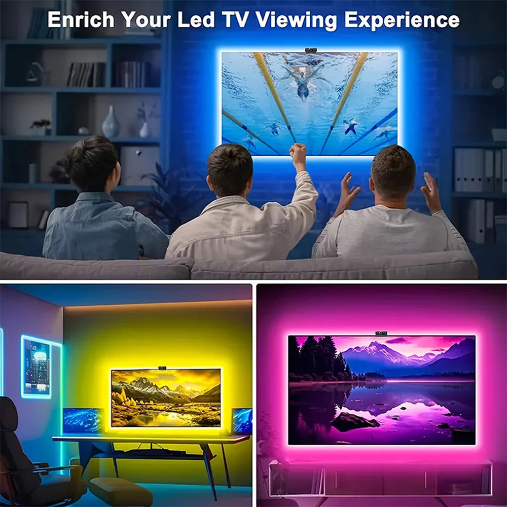Smart RGBIC LED Bias Lighting for 55-75 inch TVs with Camera-Driven Color Matching and Bluetooth App Control | Thomler