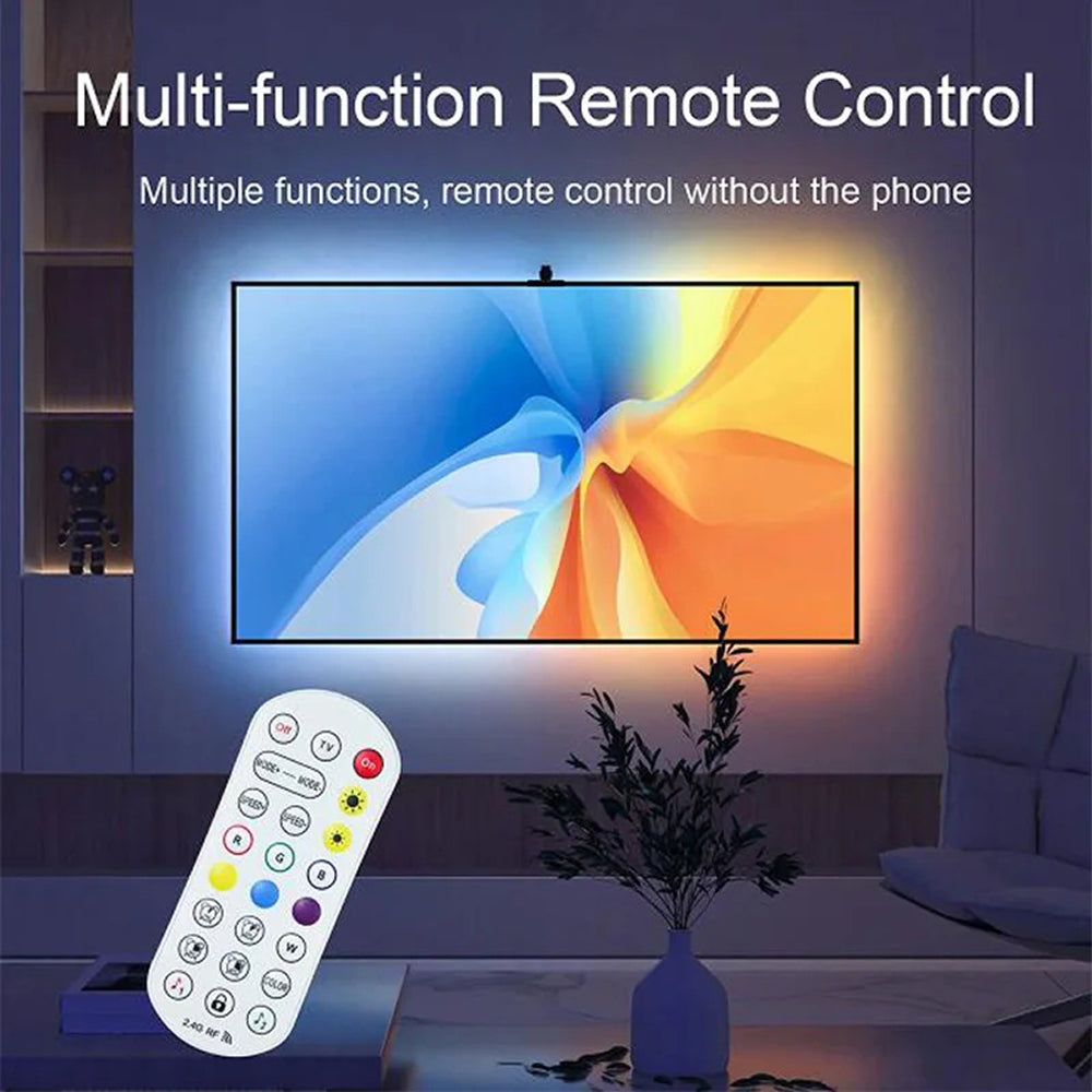 Smart RGBIC LED Bias Lighting for 55-75 inch TVs with Camera-Driven Color Matching and Bluetooth App Control | Thomler