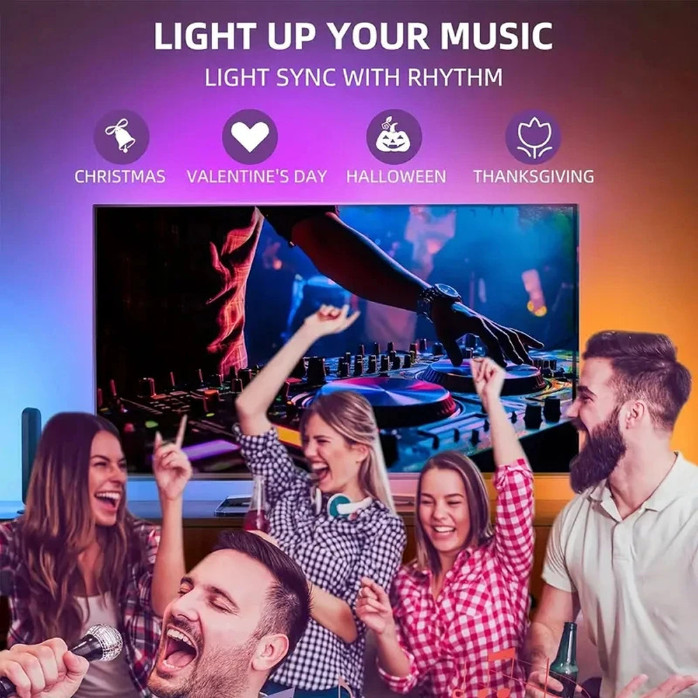 Smart RGBIC LED Bias Lighting for 55-75 inch TVs with Camera-Driven Color Matching and Bluetooth App Control | Thomler