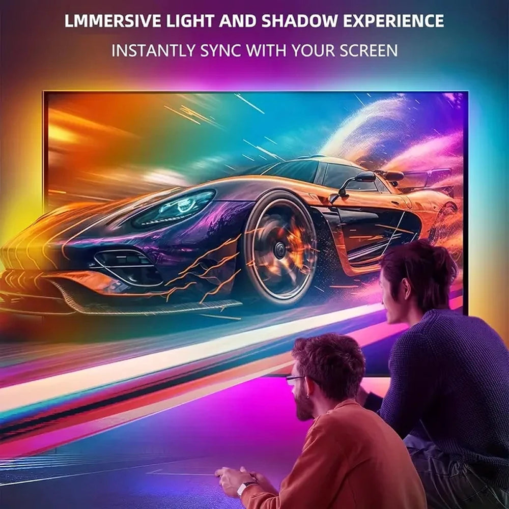 Smart RGBIC LED Bias Lighting for 55-75 inch TVs with Camera-Driven Color Matching and Bluetooth App Control | Thomler