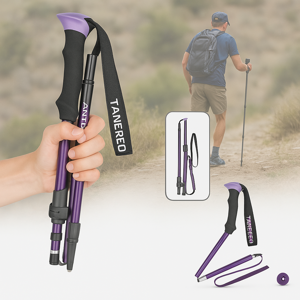 Walking Poles Alloy Adjustable 110.0–135.0 cm Hiking Trekking Foldable 35.0 cm Ergonomic Trail Support Sticks | Thomler