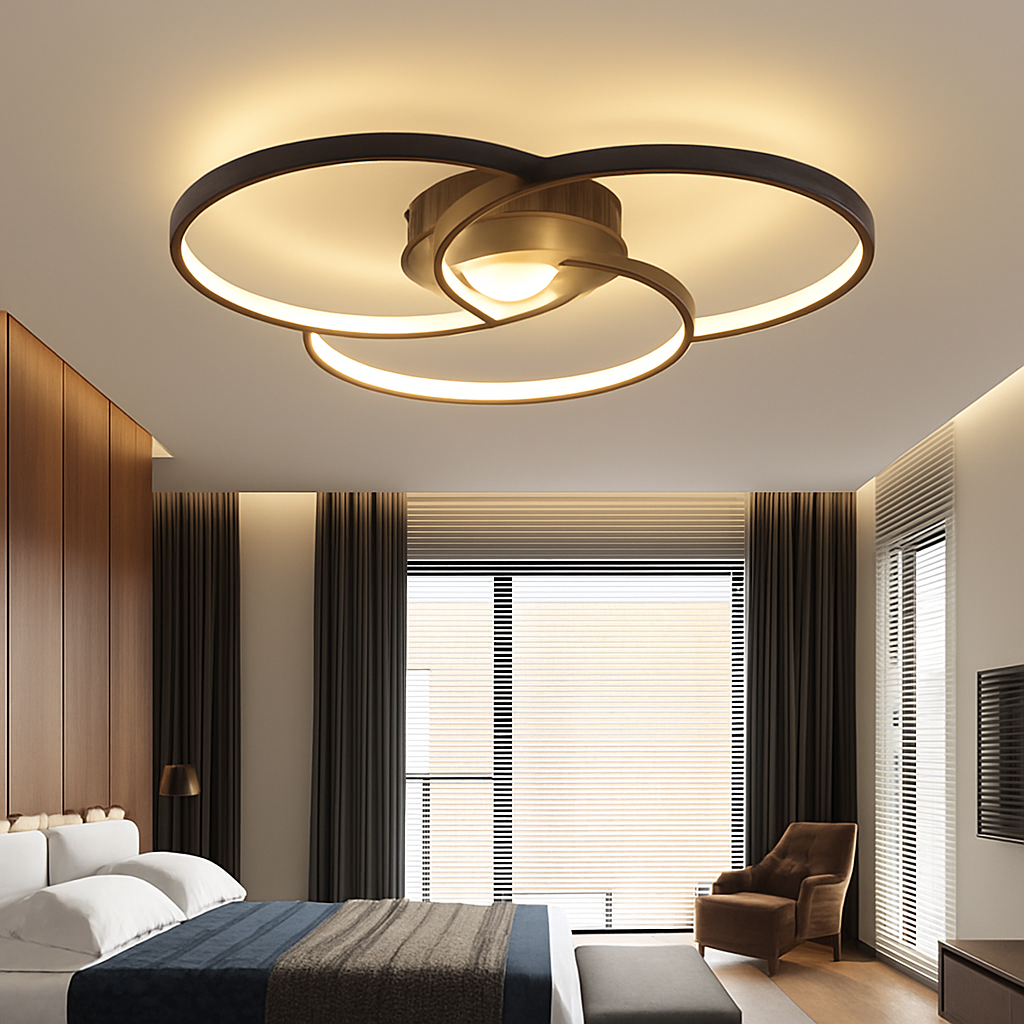 Three-Ring LED Ceiling Light Fixture Dimmable Contemporary Flush Mount for Kitchen Bedroom Living Room | Thomler