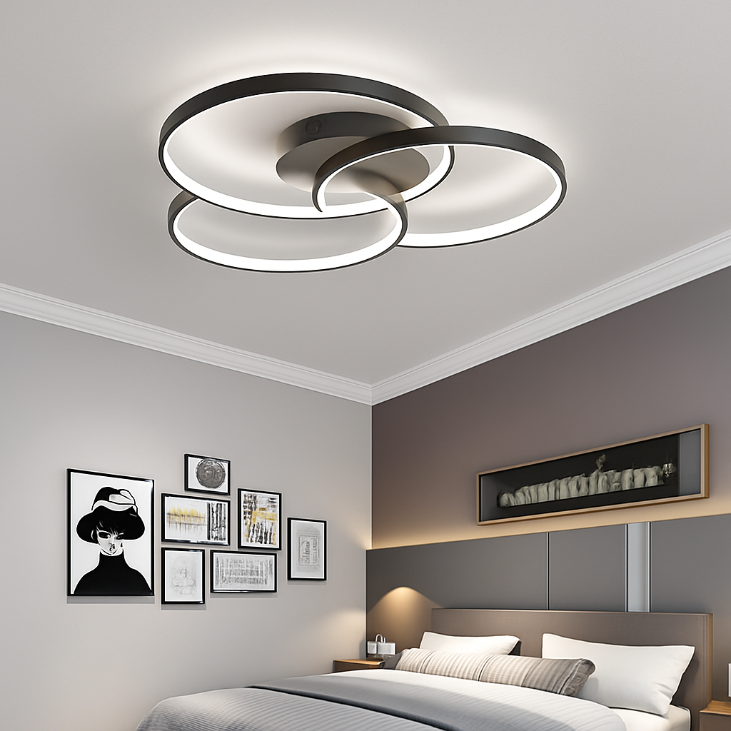 Three-Ring LED Ceiling Light Fixture Dimmable Contemporary Flush Mount for Kitchen Bedroom Living Room | Thomler