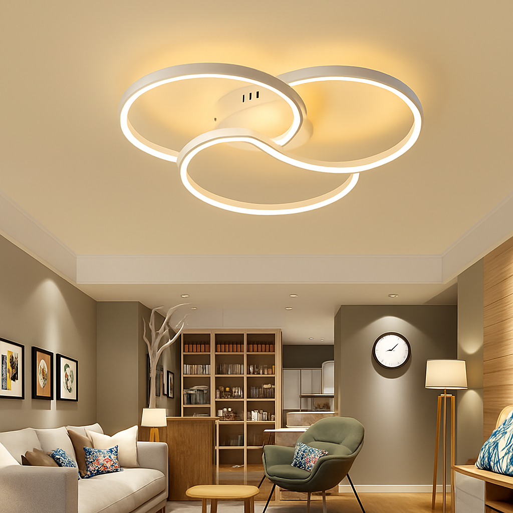 Three-Ring LED Ceiling Light Fixture Dimmable Contemporary Flush Mount for Kitchen Bedroom Living Room | Thomler