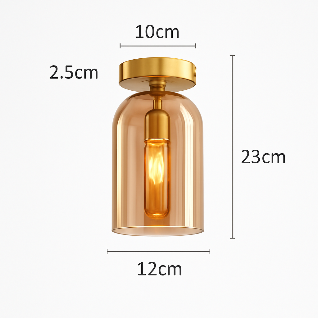 Decorative LED Flush Mount Light with Tinted Glass Globe for Bedroom Hallway Kitchen Dining | Surface Mount Fixture | E27 Bulb Included | Thomler
