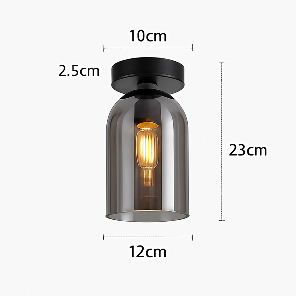 Decorative LED Flush Mount Light with Tinted Glass Globe for Bedroom Hallway Kitchen Dining | Surface Mount Fixture | E27 Bulb Included | Thomler
