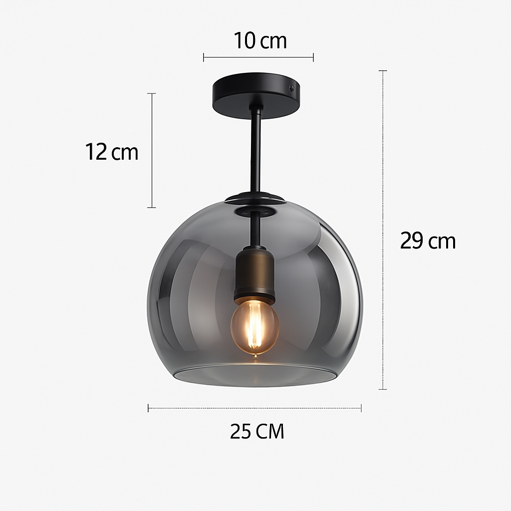 Decorative LED Flush Mount Light with Tinted Glass Globe for Bedroom Hallway Kitchen Dining | Surface Mount Fixture | E27 Bulb Included | Thomler