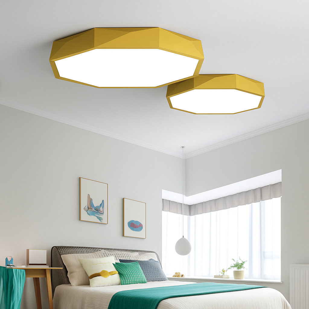 Octagon LED Flush Mount Ceiling Light – Ultra-Slim Modern Fixture with Integrated LEDs for Bedroom, Living Room & Hallway | Thomler