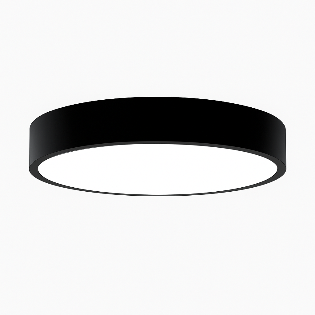 Round LED Ceiling Light Fixture – Modern Minimalist Flush Mount in Black or White for Bedroom, Kitchen, Office – 9 to 24 Inch Sizes | Thomler
