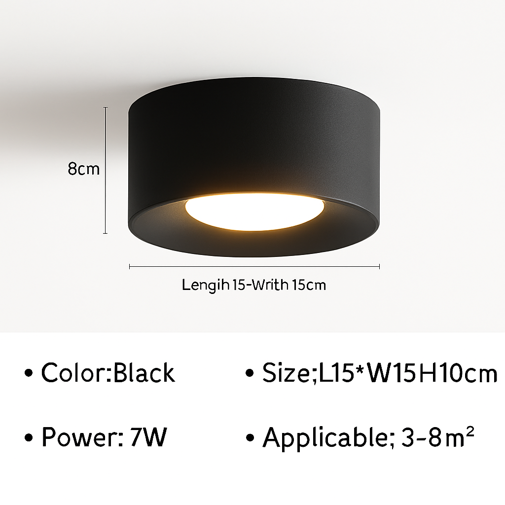 Cylinder Downlight Spotlight LED Surface Mount Ceiling Fixture for Kitchen, Hallway, Bedroom, Modern Minimalist Indoor Accent Lighting | Thomler