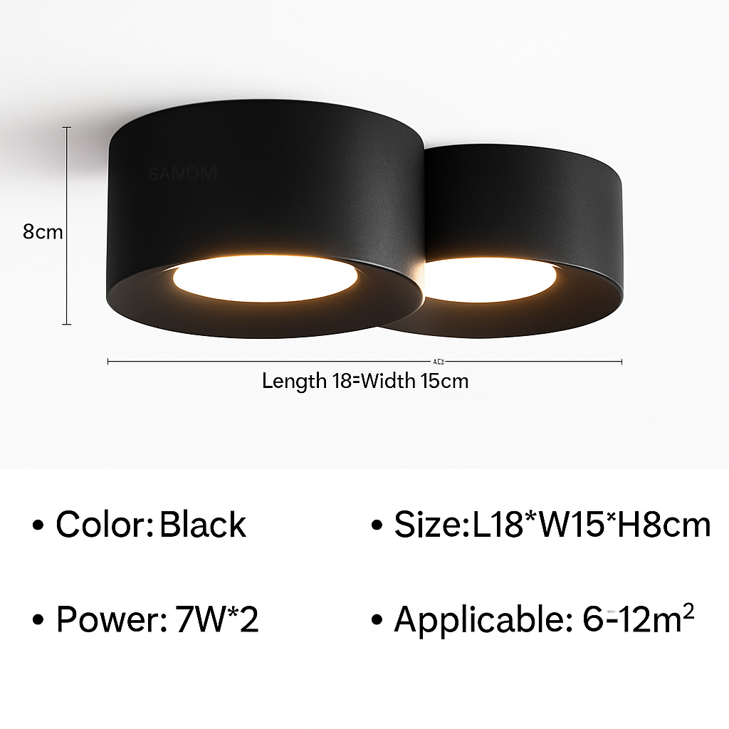 Cylinder Downlight Spotlight LED Surface Mount Ceiling Fixture for Kitchen, Hallway, Bedroom, Modern Minimalist Indoor Accent Lighting | Thomler