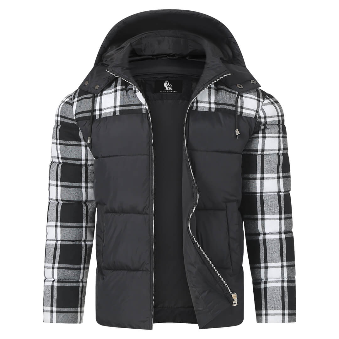 Checkered Insulated Puffer Coat – Lightweight Winter Jacket for Men – Water-Resistant Polyester Outerwear | Thomler