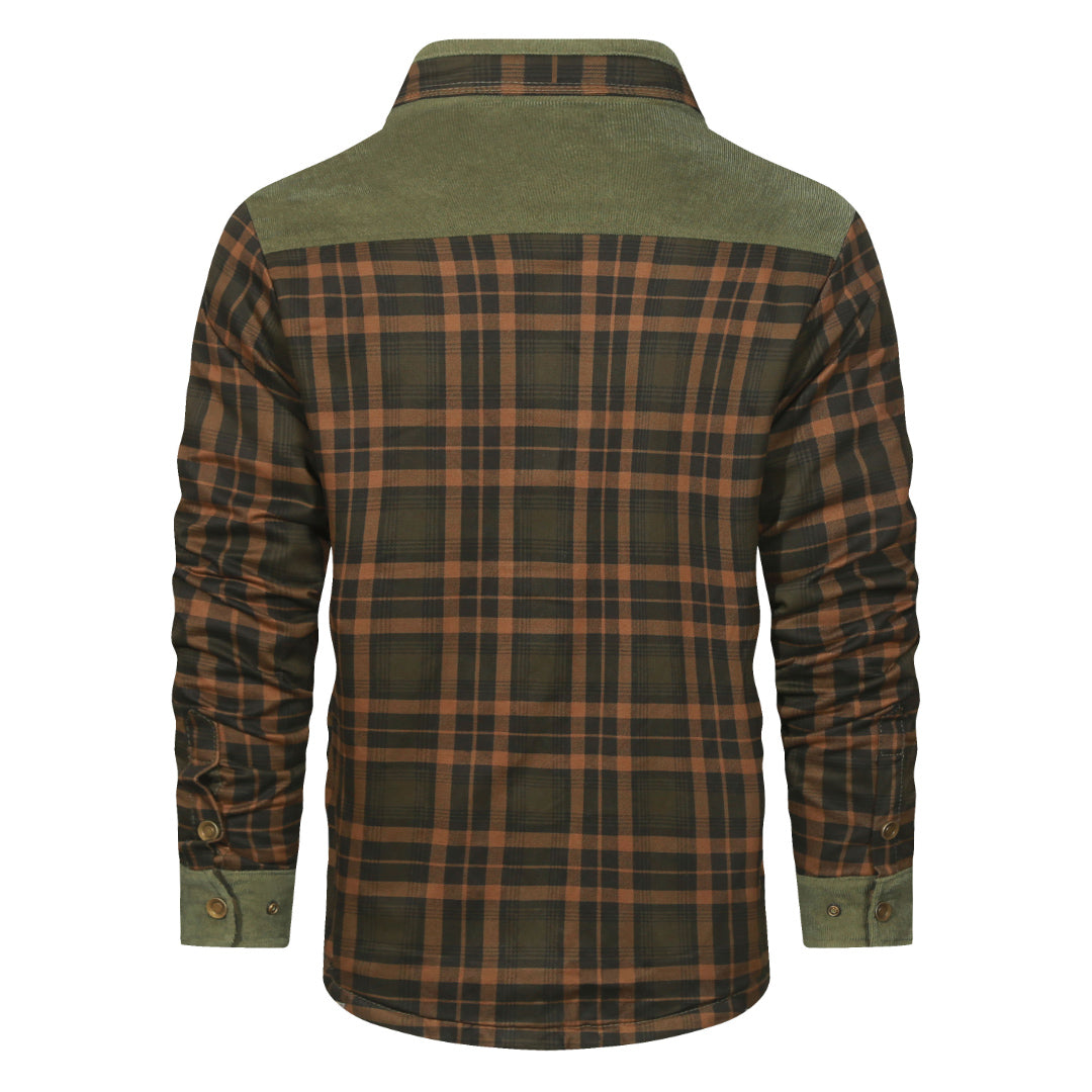 Checkered Overshirt for Men – Button-Front Cotton Blend Shacket in Forest Green – Casual Layering Piece for Fall & Winter | Thomler