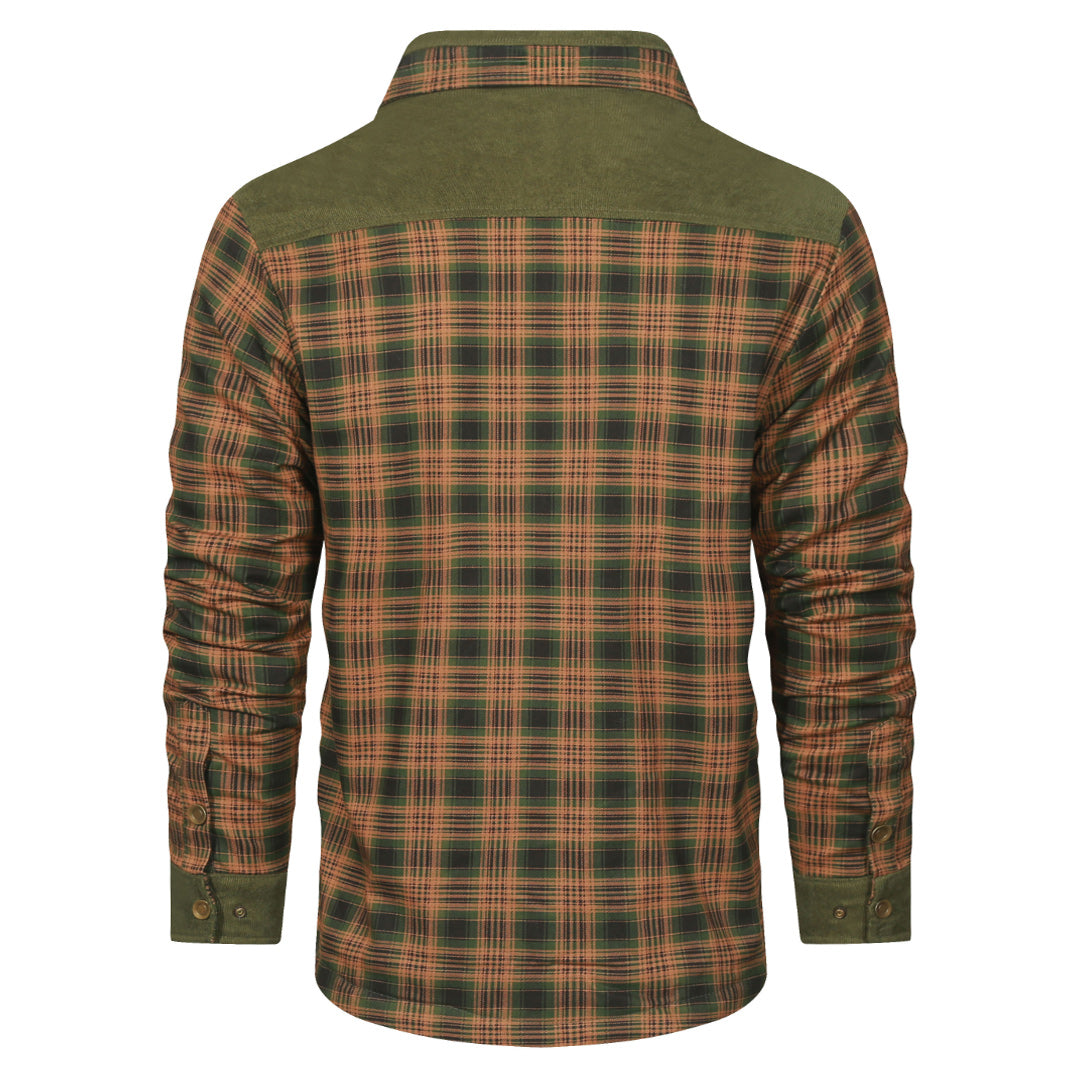 Checkered Flannel Overshirt for Men – Heavyweight Cotton Blend Button-Up Shacket with Chest Pockets – Perfect Layer for Fall, Winter | Thomler