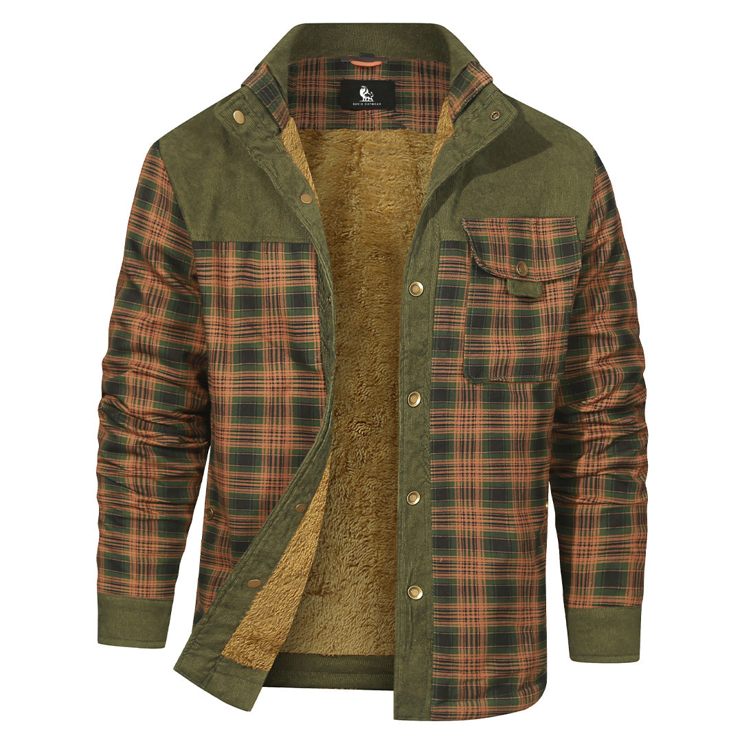 Checkered Flannel Overshirt for Men – Heavyweight Cotton Blend Button-Up Shacket with Chest Pockets – Perfect Layer for Fall, Winter | Thomler