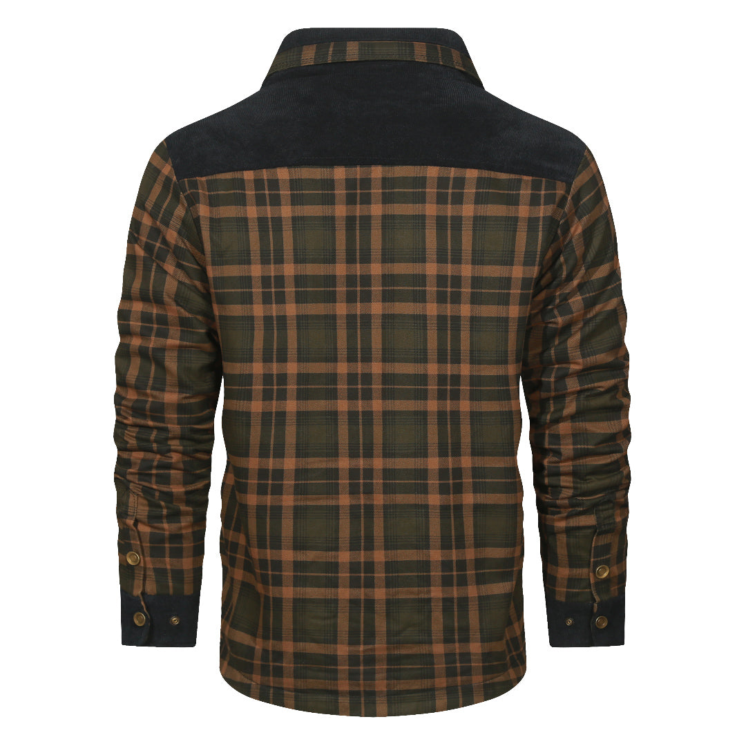 Flannel Overshirt for Men – Heavyweight Cotton-Poly Blend – Checkered Pattern Shacket for Casual Fall & Winter Layering | Thomler