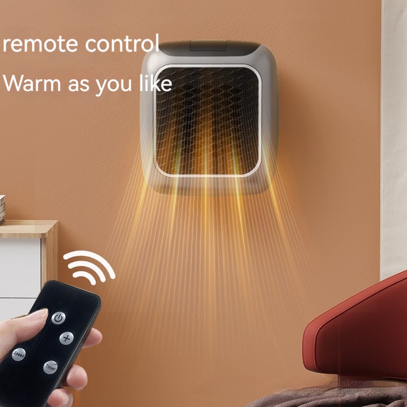 Portable Wall Outlet Space Heater with Digital Thermostat & 3 Fan Speeds – 800W PTC Ceramic Heating for Bedroom Office Bathroom – Quiet | Thomler
