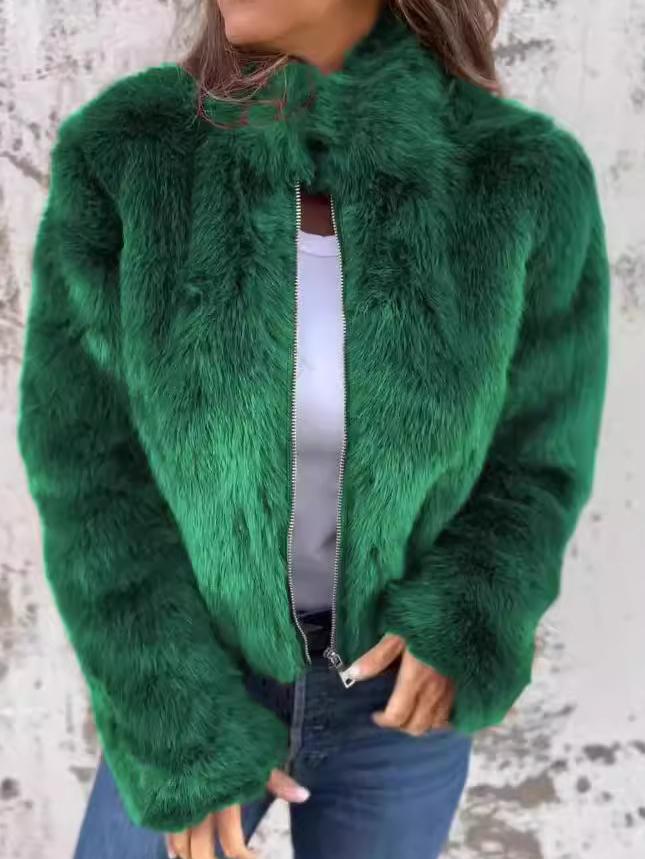 Women's Plush Zip-Front Puffer Coat – Cozy Insulated Outerwear for Cold Weather | Thomler