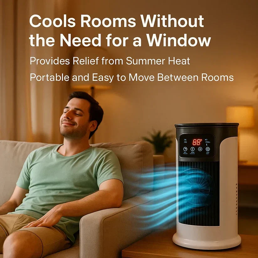Personal Evaporative Cooler with Humidifier 5-in-1 Compact Floor Standing Unit 18W Quiet Desktop Cooling Fan for Home Office Bedroom Dorm | Thomler