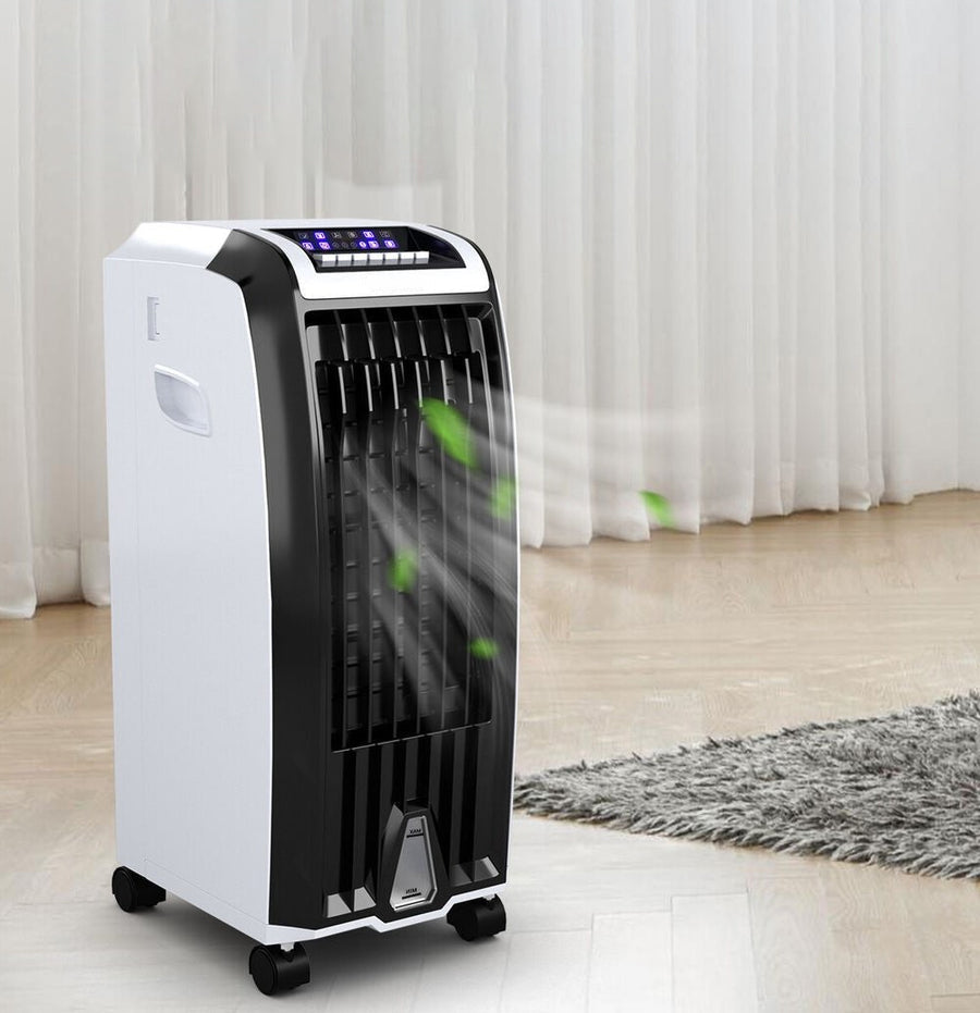 Evaporative Air Cooler with Wheels – Portable Cooling Fan Tower with Water Tank for Bedroom & Home Office | Thomler