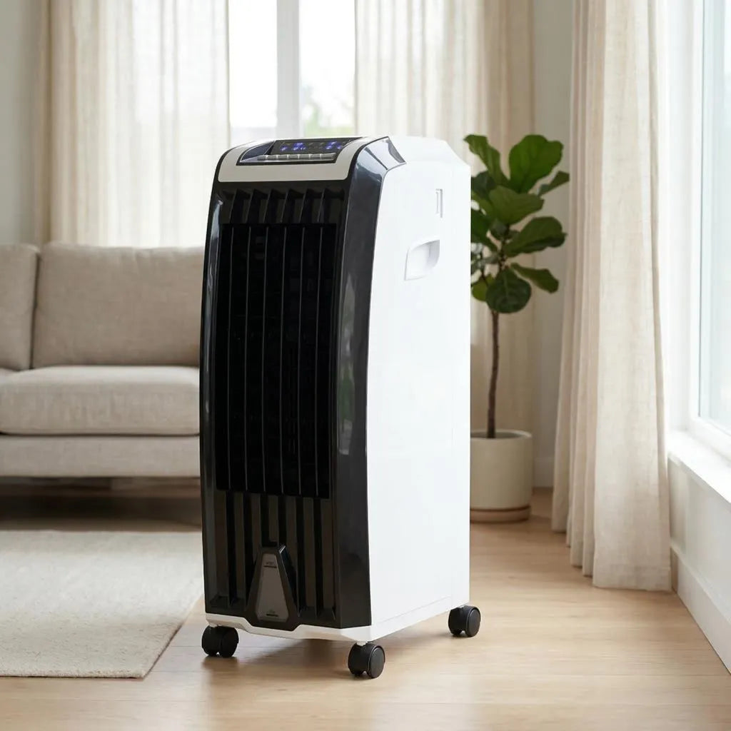 Evaporative Air Cooler with Wheels – Portable Cooling Fan Tower with Water Tank for Bedroom & Home Office | Thomler