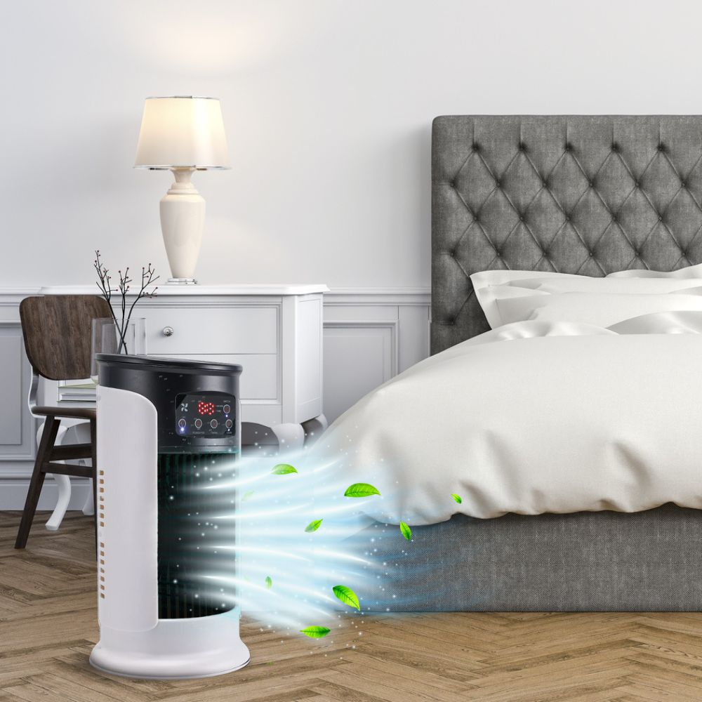Portable Air Cooler with Wheels – Evaporative Cooling Fan for Home, Office & Bedroom – Compact Mobile AC Unit with Humidifier & Water Tank | Thomler