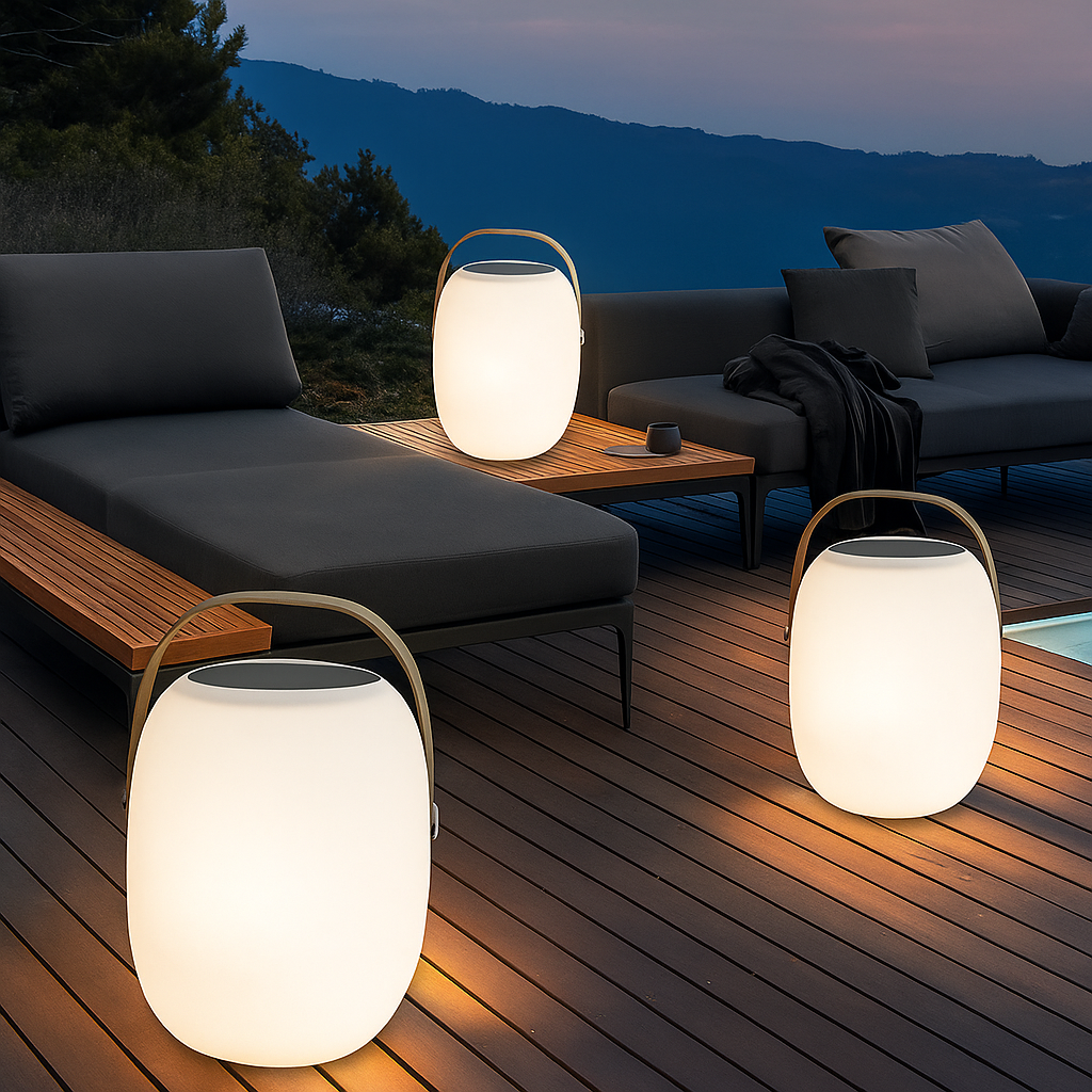 Solar-Powered Portable Outdoor Table Lamp with LED for Patio Deck Garden & Balcony | Thomler