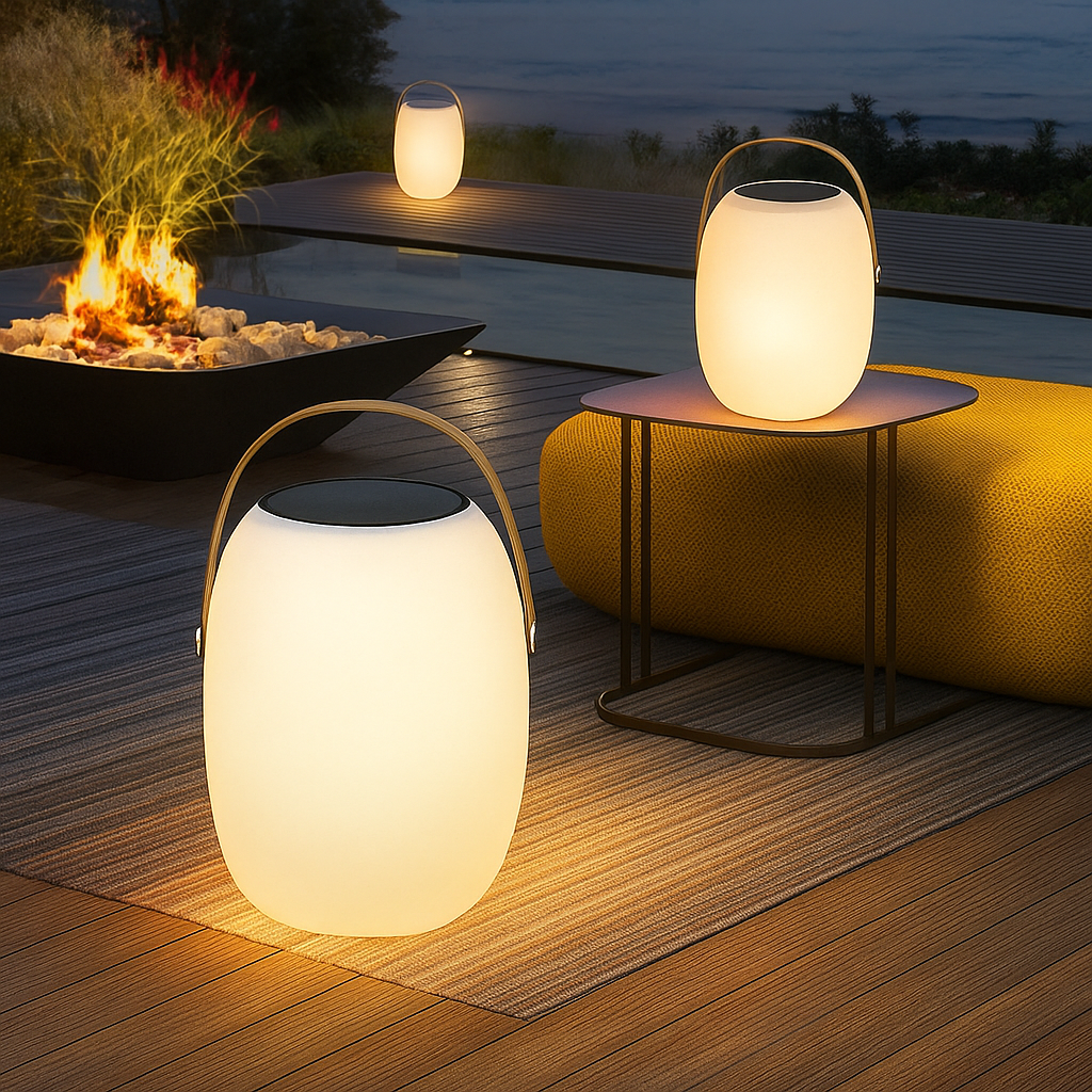 Solar-Powered Portable Outdoor Table Lamp with LED for Patio Deck Garden & Balcony | Thomler