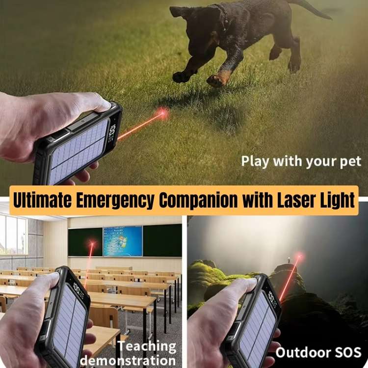 Portable Solar Power Bank 20000mAh with Built-In Cables for iPhone Android Devices USB-C Emergency Backup Battery Charger for Camping | Thomler