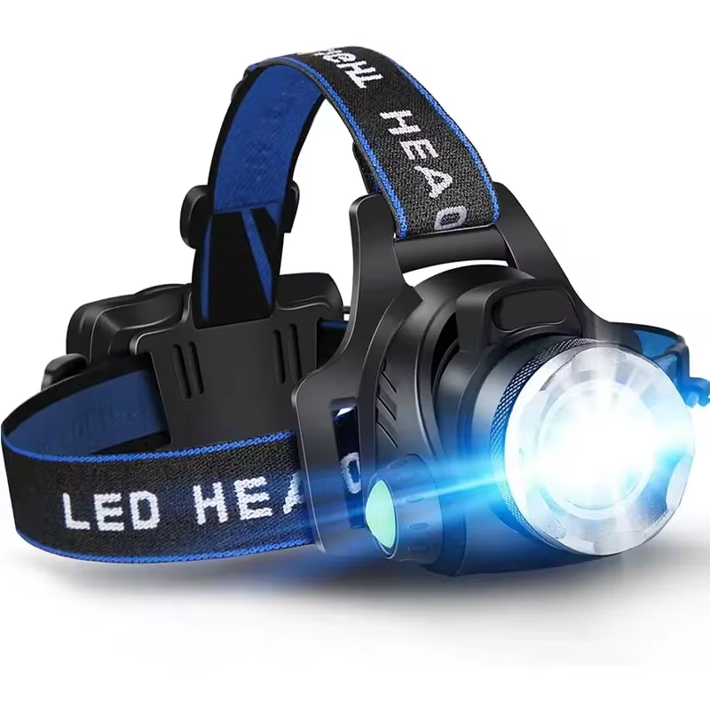 Rechargeable Zoom LED Hands-Free Flashlight for Hiking, Camping & Night Running | Lightweight Headlamp with Adjustable Focus Beam | Thomler
