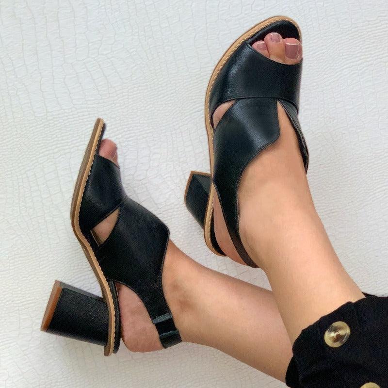 Blokhak Sandalen Dames Open Teen Elegant | Navando