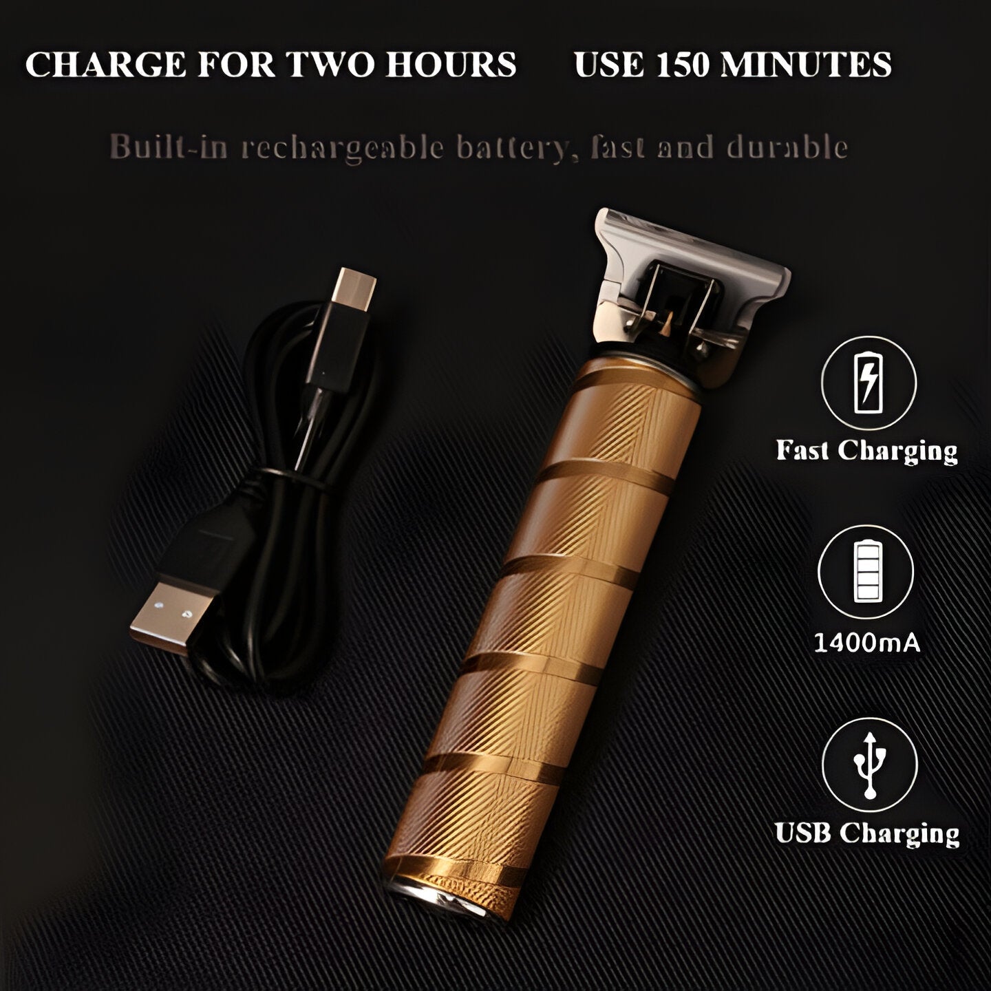 Metal Cordless Hair Trimmer Set with T-Blade Outliner & Foil Shaver for Men – Rechargeable Clippers with Adjustable Lever & 4 Guide Combs fo | Thomler