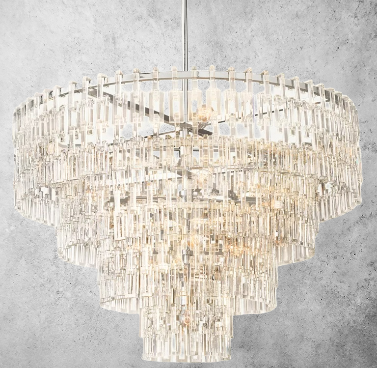 Multi-Tiered Crystal Ring Chandelier with Glass Chain Links for Dining Rooms and Living Rooms 36 48 60 Inch | Thomler