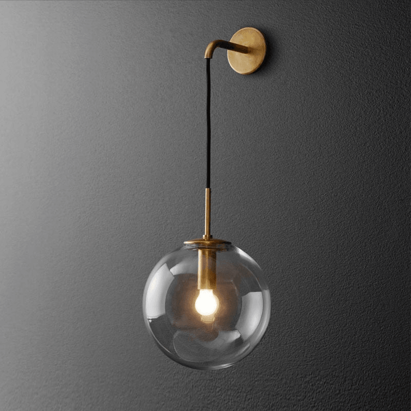 Glass Cylinder Wall Light Fixture Black or Gold Finish for Hallway Bedroom Living Room Entryway Contemporary Indoor Lighting | Thomler