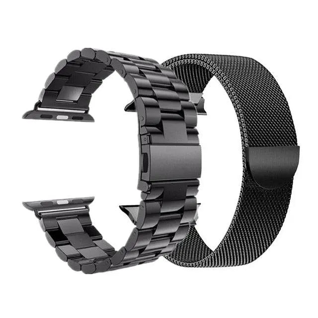 Dual Metal Watch Straps Bundle – Mesh & Link Bracelet Set for 42mm, 44mm, 46mm, 49mm Smart Watch Models | Thomler