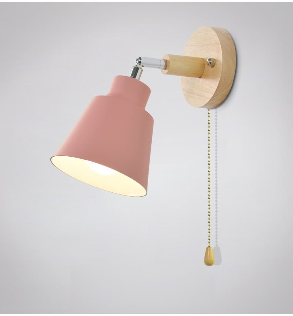 Swivel Sconce with Chain Pull and Wood Accent for Focused Task Lighting in Bedroom, Hallway or Reading Nook – 180° Rotation | Thomler