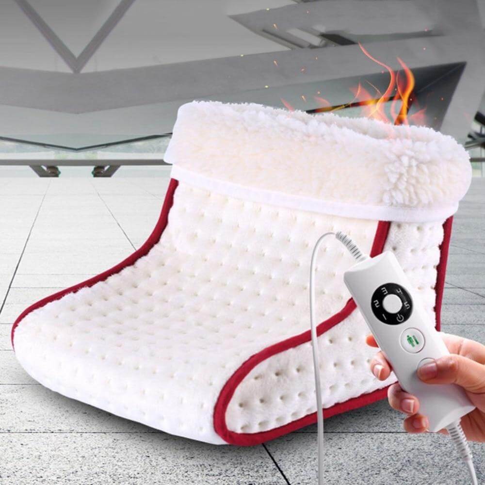 Heated Foot Warmer with Built-In Massage & Remote Control – Plush Electric Foot Heating Pad for Cold Feet, 5 Temperature Settings, Auto | Thomler