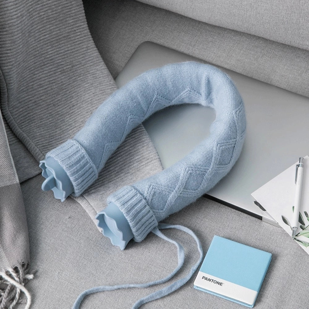 Curved Neck Hot Water Bottle with Soft Cover for Shoulder & Neck Relief – Microwaveable Heat or Cold Therapy | Thomler