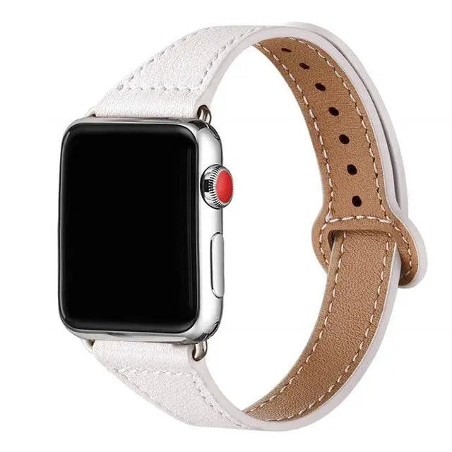 Slim Cowhide Strap for Apple Watch – Adjustable Butterfly Clasp Band for Women | Thomler
