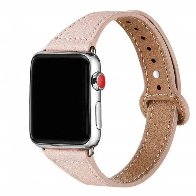 Slim Cowhide Strap for Apple Watch – Adjustable Butterfly Clasp Band for Women | Thomler