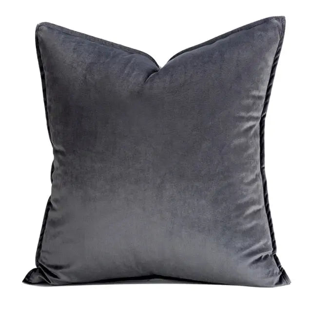 Cushion Cover Velvet 45.0 cm x 45.0 cm Beige Sofa Bedroom Decorative Throw Pillow Case Hidden Zip | Thomler