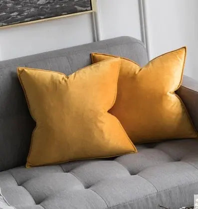 Cushion Cover Velvet 45.0 cm x 45.0 cm Beige Sofa Bedroom Decorative Throw Pillow Case Hidden Zip | Thomler