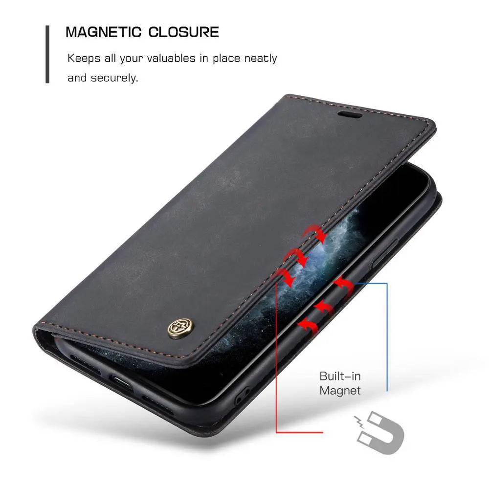 Folio Wallet iPhone Case – Leather-Finish Cover with Card Slots for iPhone 11, 11 Pro & Pro Max – Protective Edge Cover, Camera Cutout & | Thomler