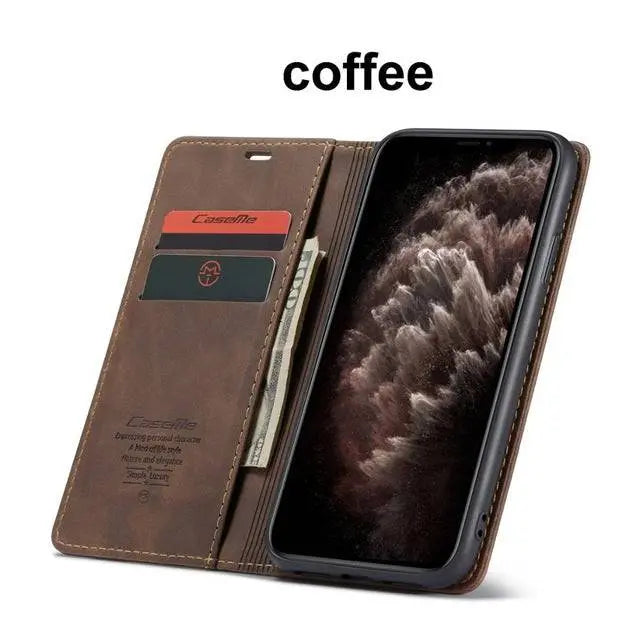 Folio Wallet iPhone Case – Leather-Finish Cover with Card Slots for iPhone 11, 11 Pro & Pro Max – Protective Edge Cover, Camera Cutout & | Thomler