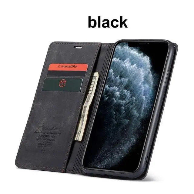 Folio Wallet iPhone Case – Leather-Finish Cover with Card Slots for iPhone 11, 11 Pro & Pro Max – Protective Edge Cover, Camera Cutout & | Thomler