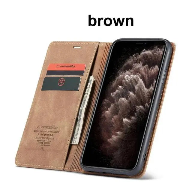 Folio Wallet iPhone Case – Leather-Finish Cover with Card Slots for iPhone 11, 11 Pro & Pro Max – Protective Edge Cover, Camera Cutout & | Thomler