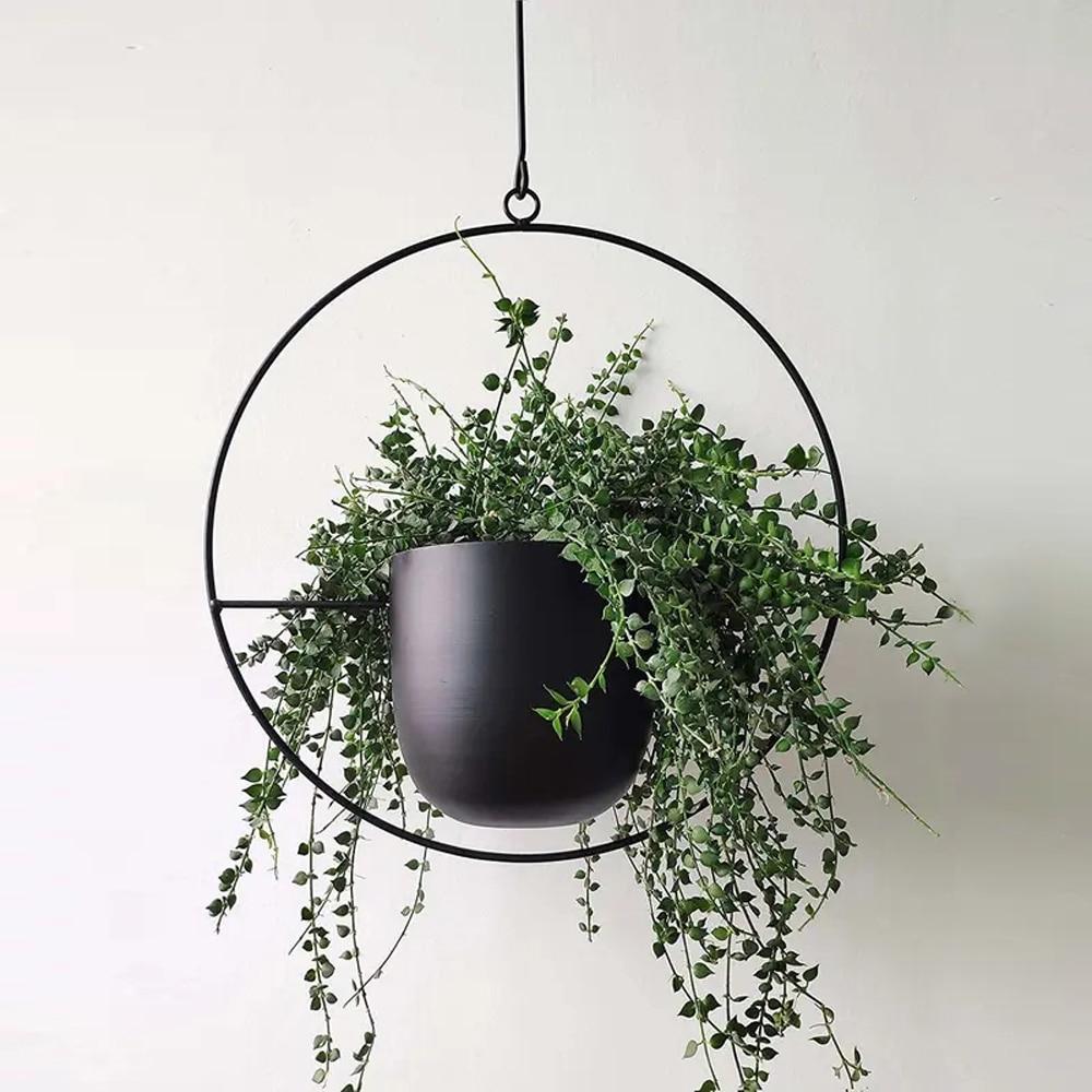 Hanging Plant Holder with Geometric Frame – Modern Wall or Ceiling Mount for Indoor Plants | Thomler